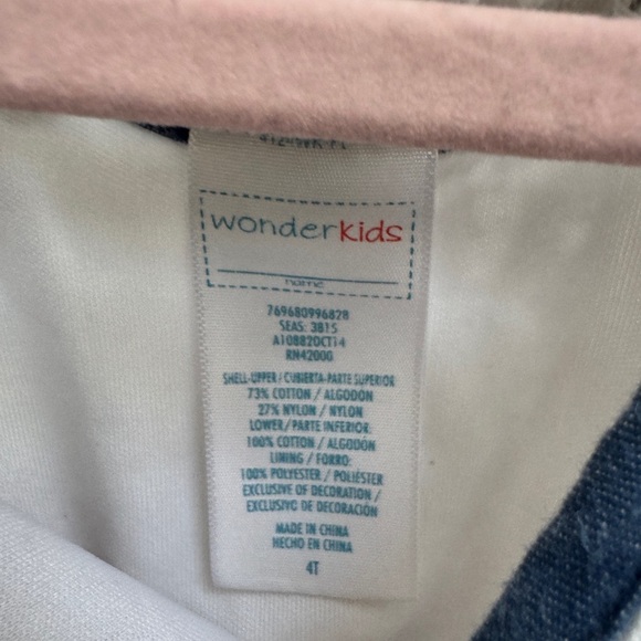 Wonderkids 4T Girls Blue and White Crochet Floral & Butterfly Sleeveless Dress - Picture 5 of 6